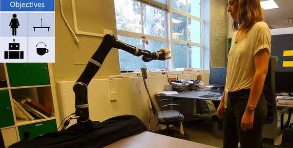 Human physically correcting a robot manipulator